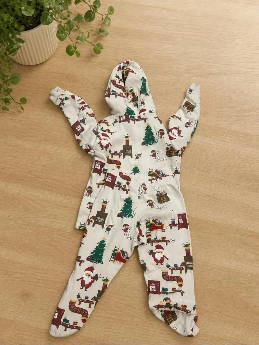 Kids Holiday Matching Set - White Santa & Tree Print